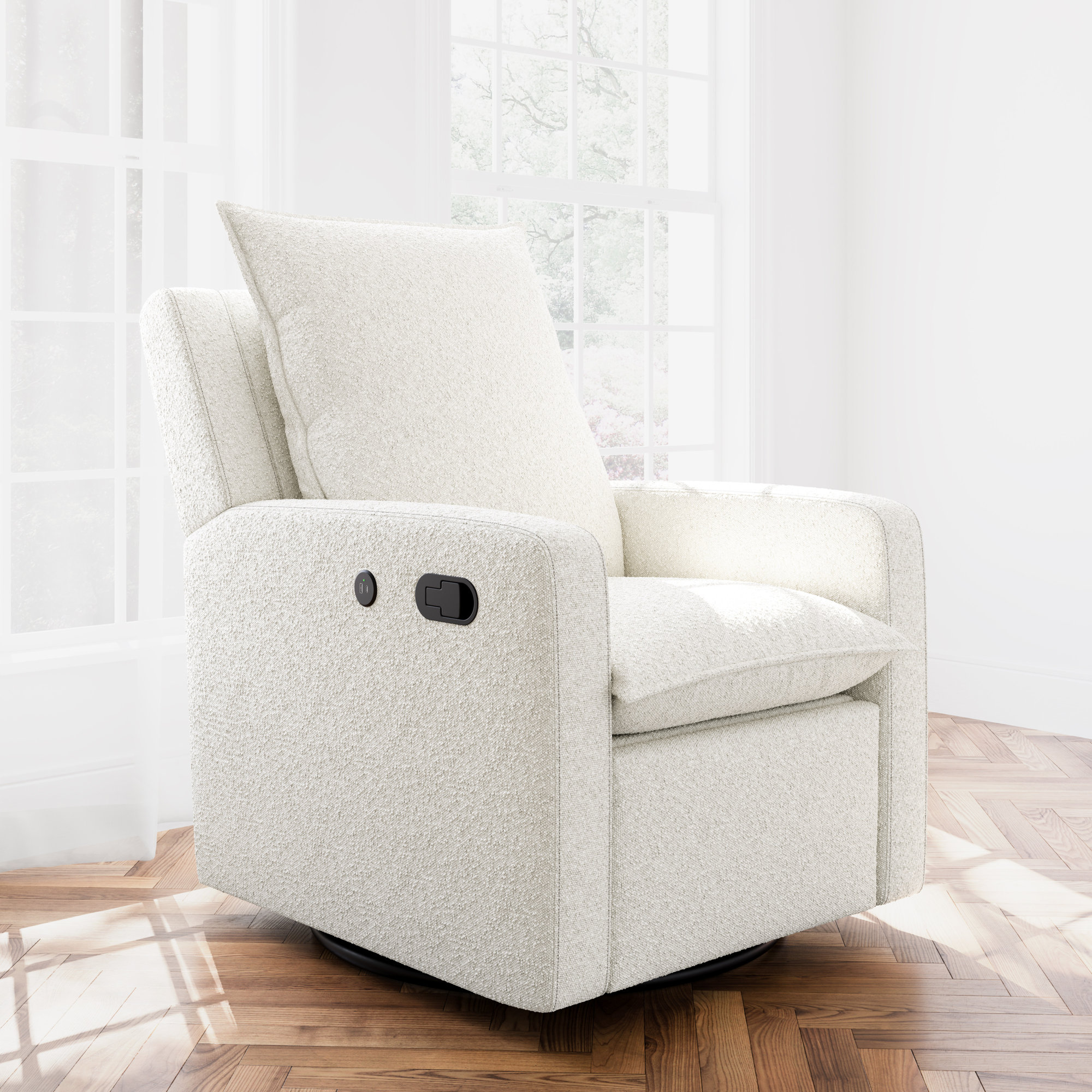 Storkcraft Timeless Recline Glider with USB, Ivory Boucle