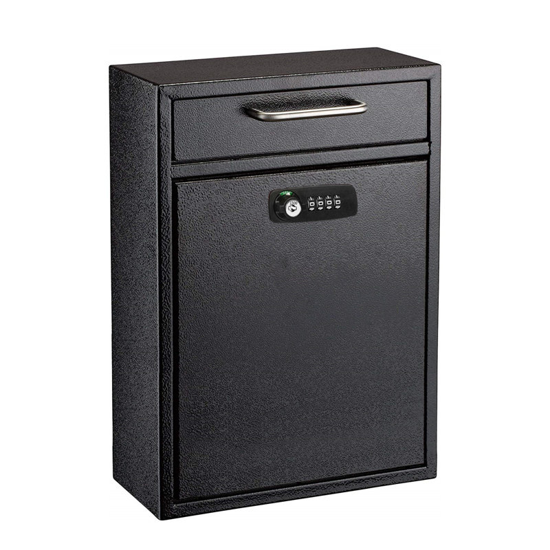 Large Mail Wall-Mount Secure Drop Box with Key and Combination Locking System, 16.2" H x 11.2" W x 4.7" D, White