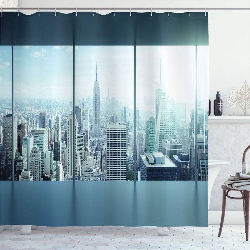 Ensemble de rideau de douche et crochets new york, H 70 po x l 69 po