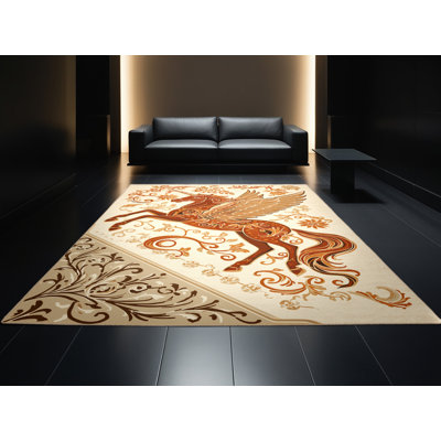 Tapis oriental doux et moelleux en cèdre Pegasus - beige