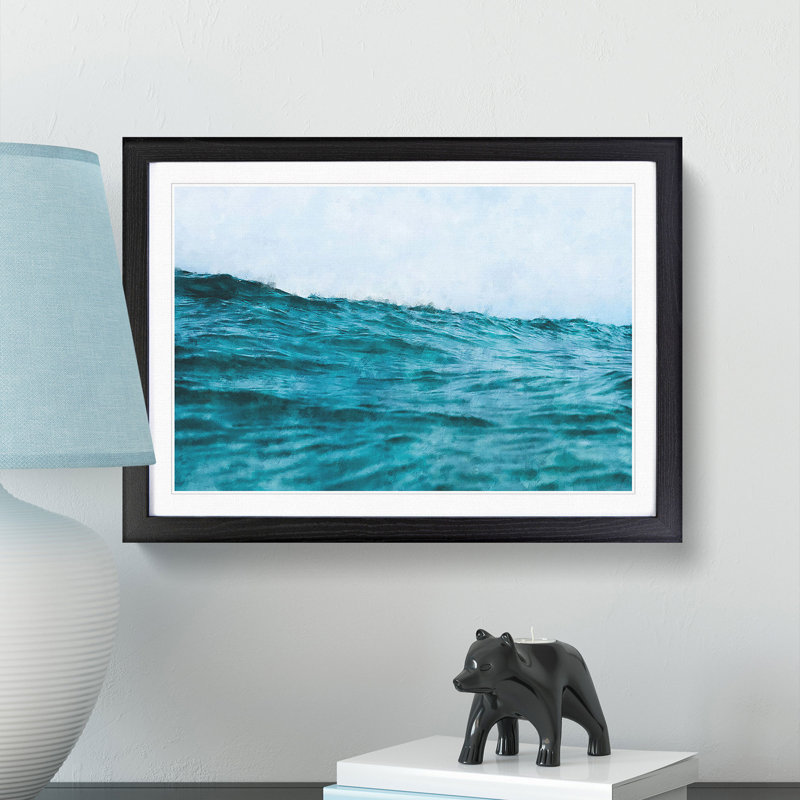 Ocean Wave in Morocco - Picture Frame Painting Print, 62cm H x 87cm W x 2cm D, Black Framed