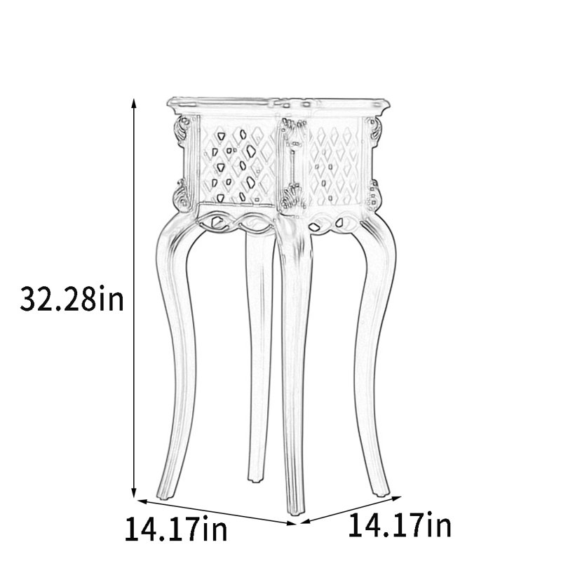 Support pour plante d'intérieur en bois massif rétro, 32.28" H x 14.17" W x 14.17" D