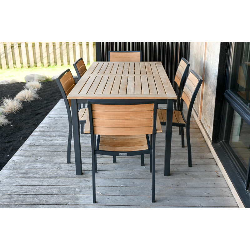 SoHo Teak Aluminum Outdoor Stacking Sidechair, Black