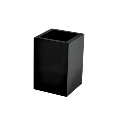 Organisateur de pinceaux de maquillage Mike + Ally Luxury Ice Black Lucite pour salle de bain et chambre
