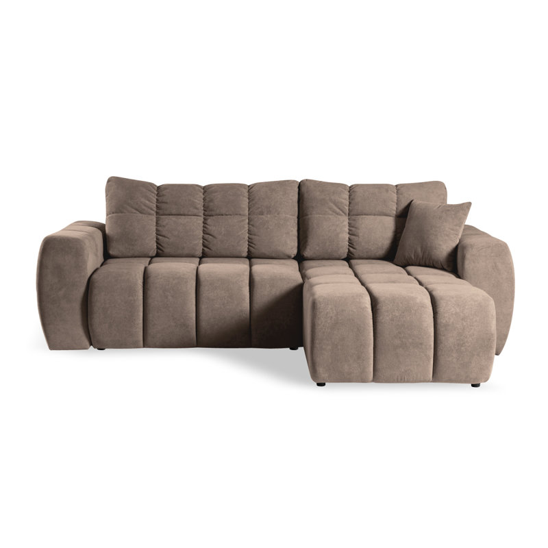 Tassie 4 Seater Velvet Sofa Bed, BEIGE