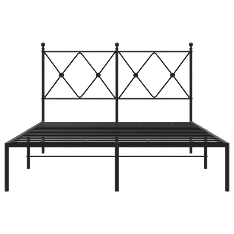 Vidaxl Metal Bed Frame With Headboard, Black, Small Double (4')