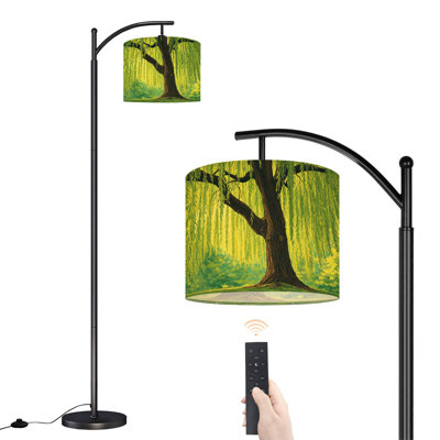 Arc Floor Lamp with Adjustable Lampshade weeping willow tree Standing Lamp 3 Color Temperatures Dimmable Tall Pole Lamp with Foot Switch for Bedroom
