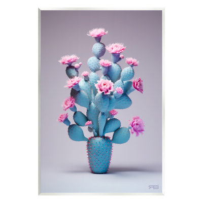 Art mural moderne cactus avec fleurs par RB