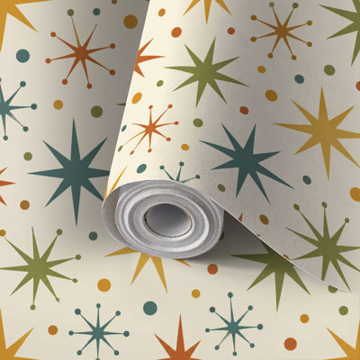 Papier auto-adhésif autocollant et amovible Mid Century Century papier peint auto-adhésif 24 po x 118 po (60 x 300 cm)