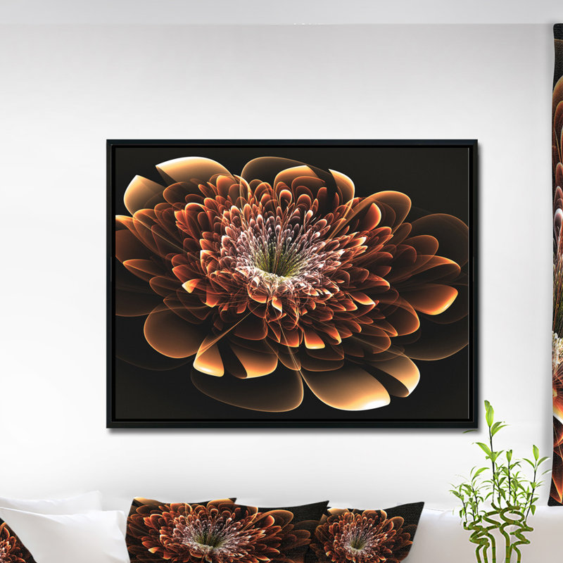«Brown Fractal Flower», impression, H 30 po x l 40 po x P 1,5 po, Toile avec cadre flottant