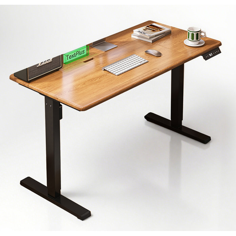 Adjustable Tilt Solid Wood Electric Height-Adjustable Desk, 29.53" H x 55.12" W x 25.59" D