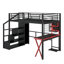 Lit mezzanine double en métal avec poste de travail intégré et DEL-120218149