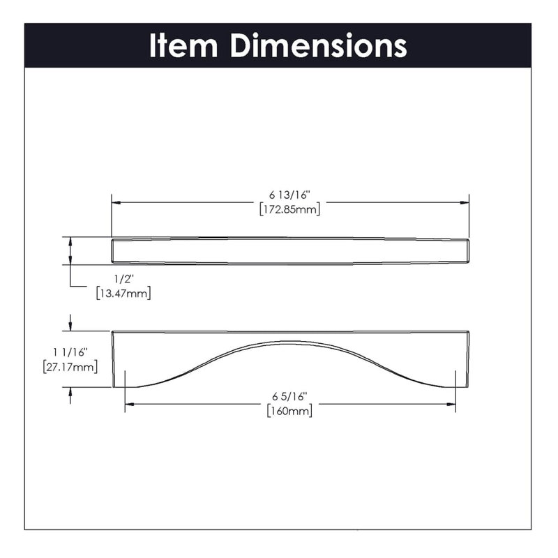 Channel Collection Handle Pull - Cabinet Pull - Contemporary Hardware for Drawers & Cabinets, Chrome, 6 5/16''