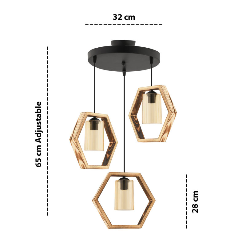 Lustre, Naturel, Noir, Trois lumières