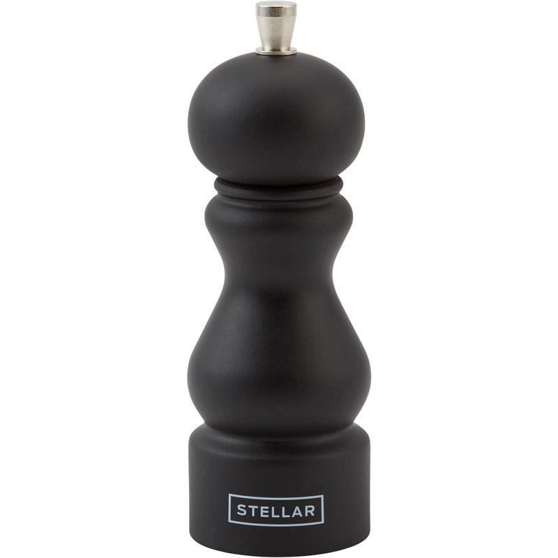 Brand Stellar Kitchen Wood No Power Source Required / Manual Pepper Mill, Black, 14cm