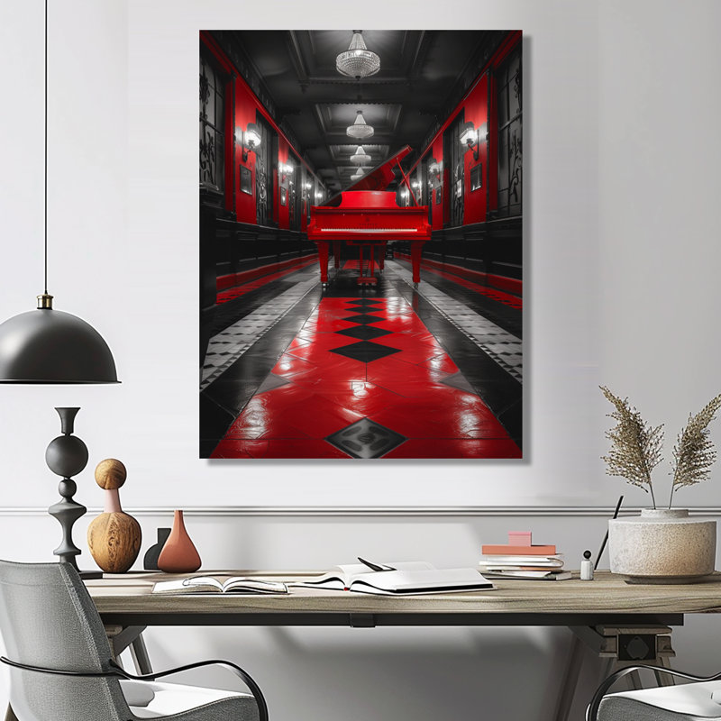 Red Black Harmonic Piano Haven, H 12 po x l 20 po, Toile tendue