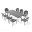 Ensemble de 9 meubles de patio en aluminium coulé avec cadre noir et coussins de siège rouges-766117512