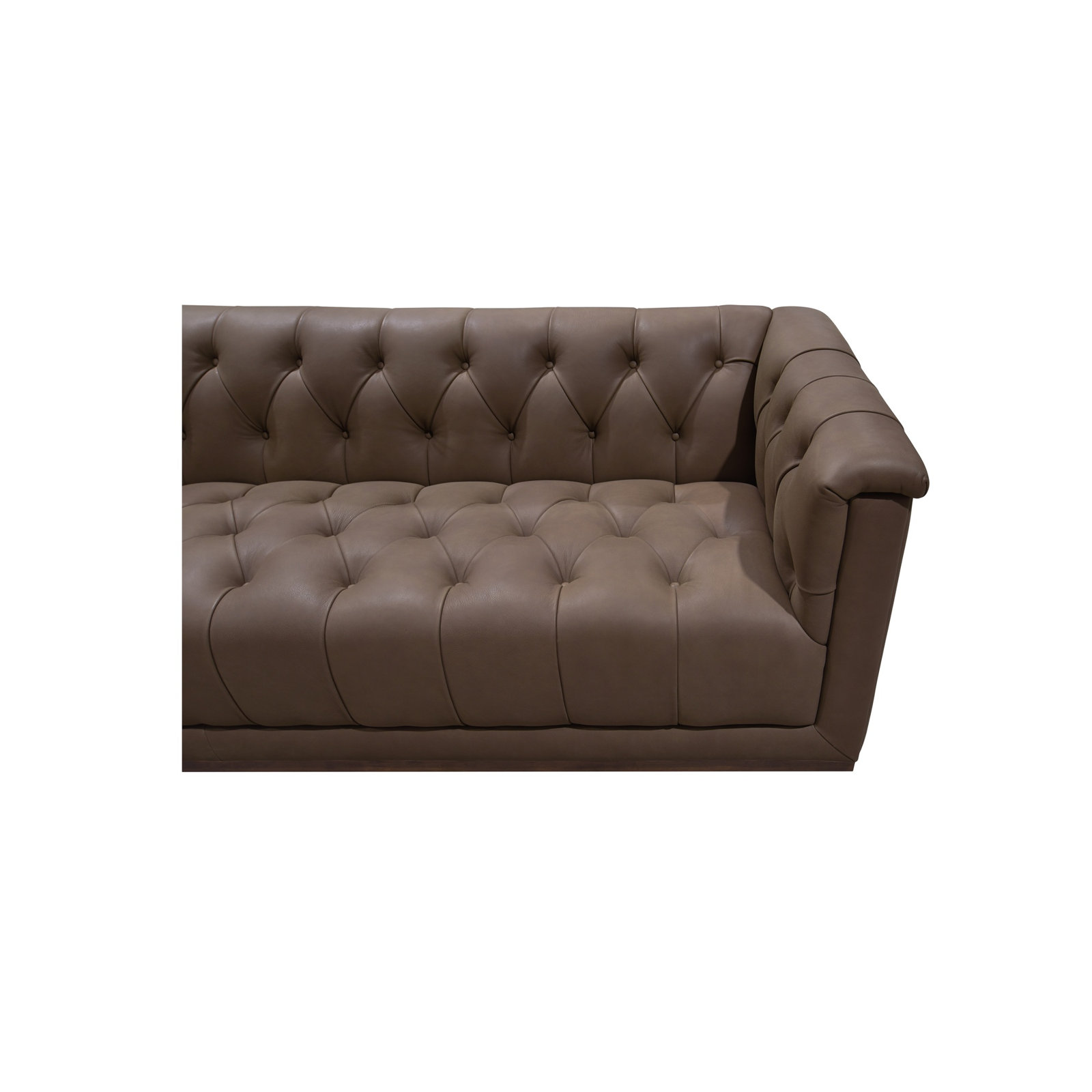 Joelle 84" Genuine Leather Tufted Sofa, Cool Brown