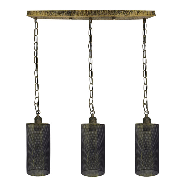 Vivek 3 - Light Kitchen Island Pendant, Brushed Brass, Brushed Brass, No