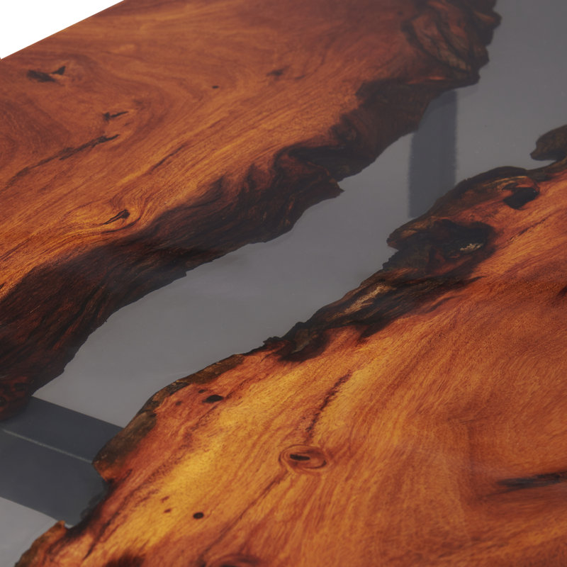 Walnut Rectangular Wood Top Dining Table with Steel Base