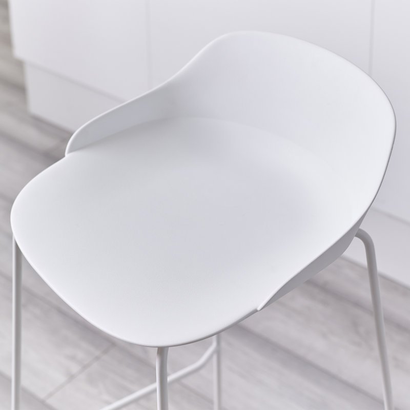 Nikhil Counter Stool with Metal Frame, White