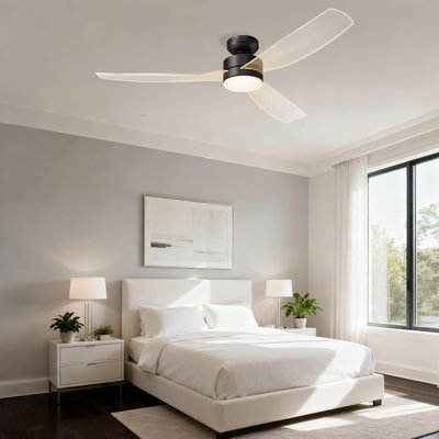 StellarAir 52" Indoor Black Dual-Monte Ceiling Fan with Clear Blades, LED Night Light, and Remote Control