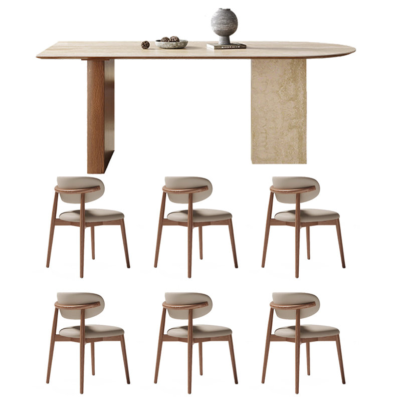 Ensemble de salle à manger rectangulaire semi-ovale, H 29,5 po x L 78,7 po x l 35,4 po