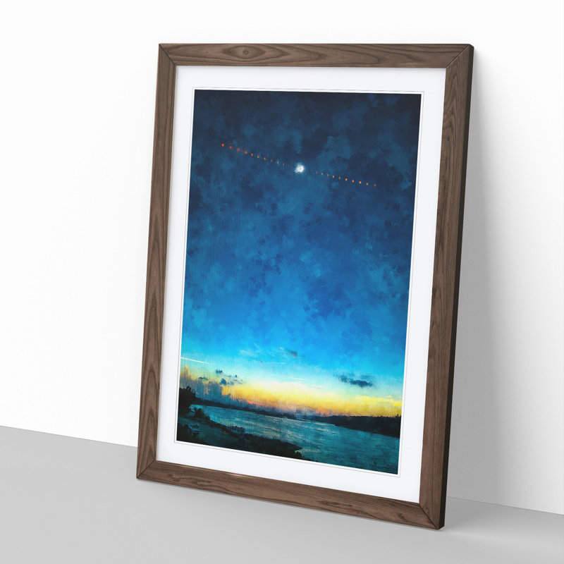 Total Eclipse over the River - Picture Frame Graphic Art, 65cm H x 48cm W x 2cm D, Walnut