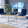 Beres Round Glass Top Metal Base Dining Table