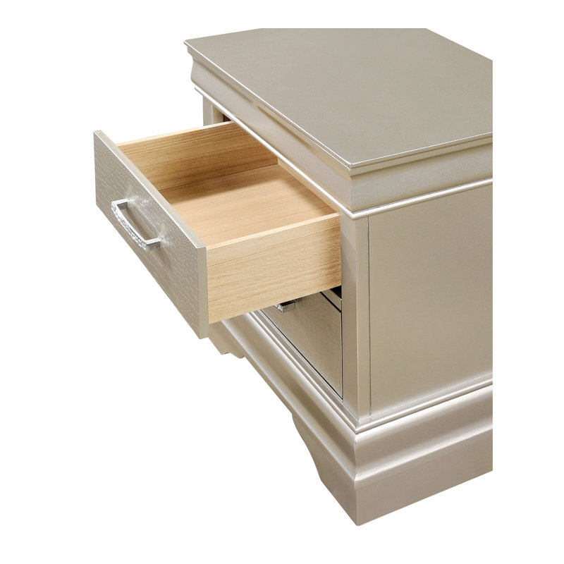 Table de chevet, table de chevet moderne avec tiroir, Argent