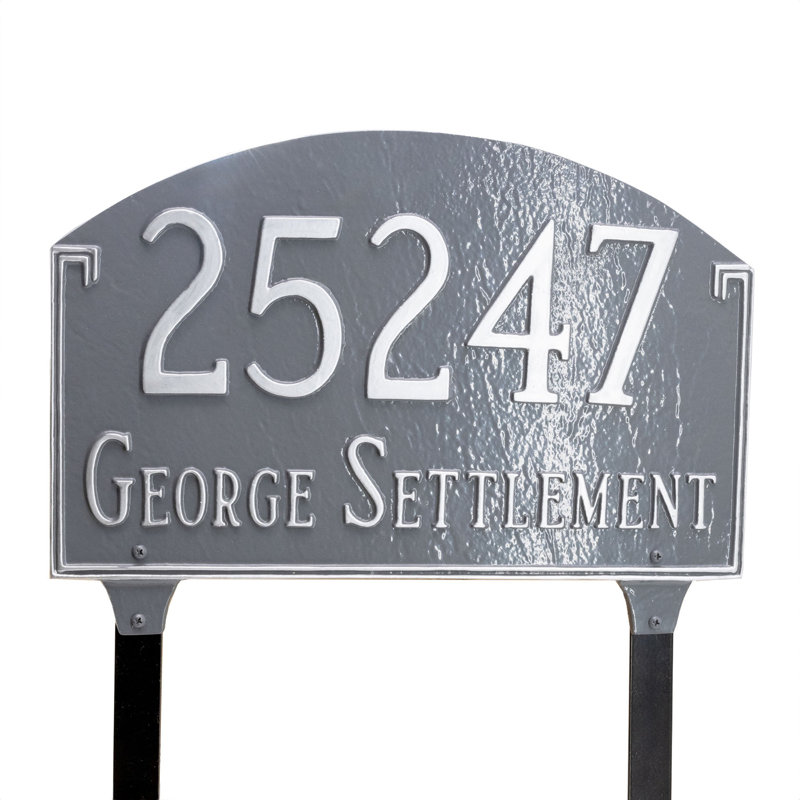 Georgetown 2-Line Lawn Address Sign, Hunter Green/Gold, Yes