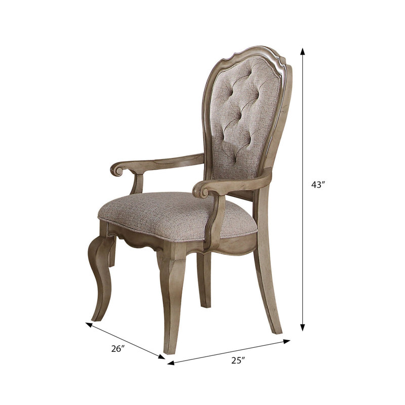 Chaise avec accoudoirs avec boutons capitonnés (ensemble de 2)