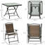5 chaises de patio, brun foncé, pliable, trou de parasol, verre trempé pour les chaises et la table, 5 pièces, verre, brun