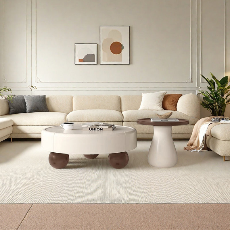Coffee Table Set with Drawer Storage, Brown, 12.6" H x 31.49" L x 31.49" W