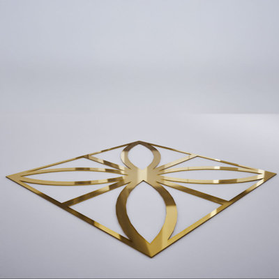 Swansea Decorative Fretwork Acrylic Wall Panels, Large, 23 3/8"W x 23 3/8"H x 1/8"T, Gold Mirror
