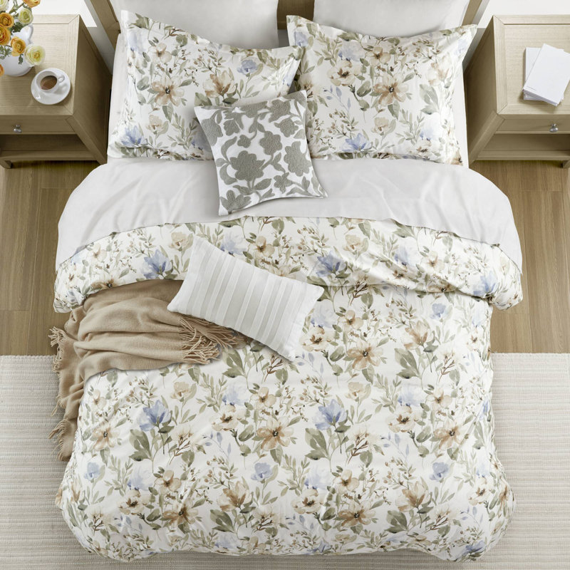 Ensemble de literie élégant en satin de coton à motif floral luxueux pour le confort de la maison