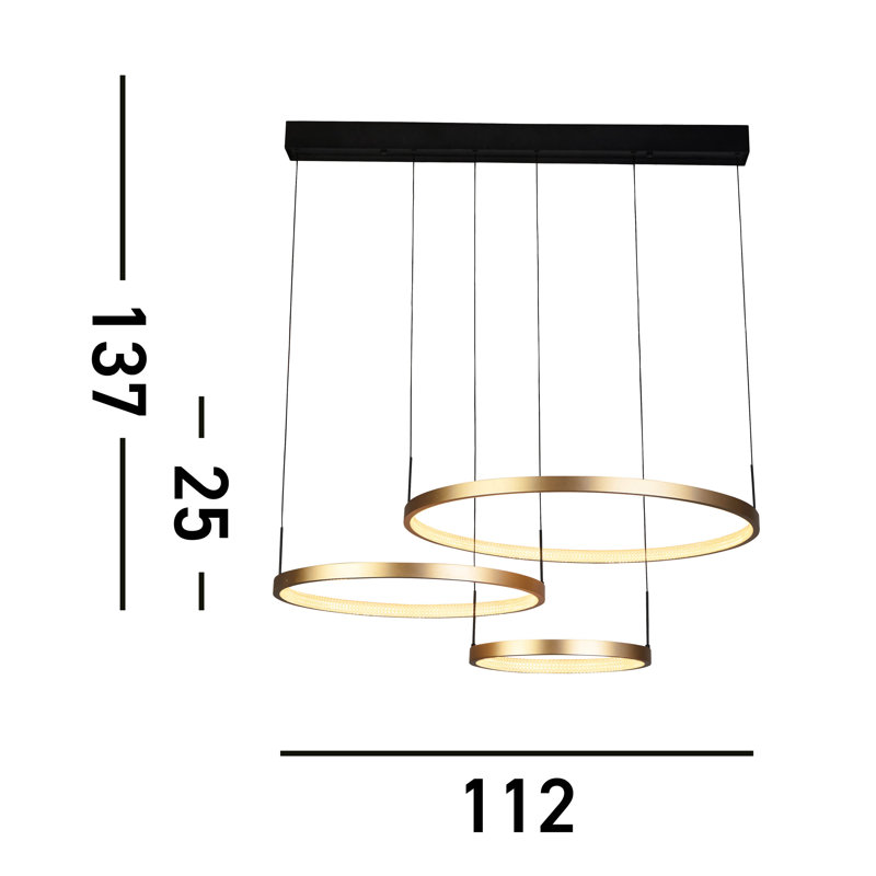 Audrye 3 - Light Gold LED Geometric Pendant