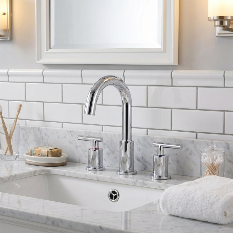 Widespread Bathroom Faucet 2-handle Bathroom Sink Faucet with Drain Assembly, Polished Chrome