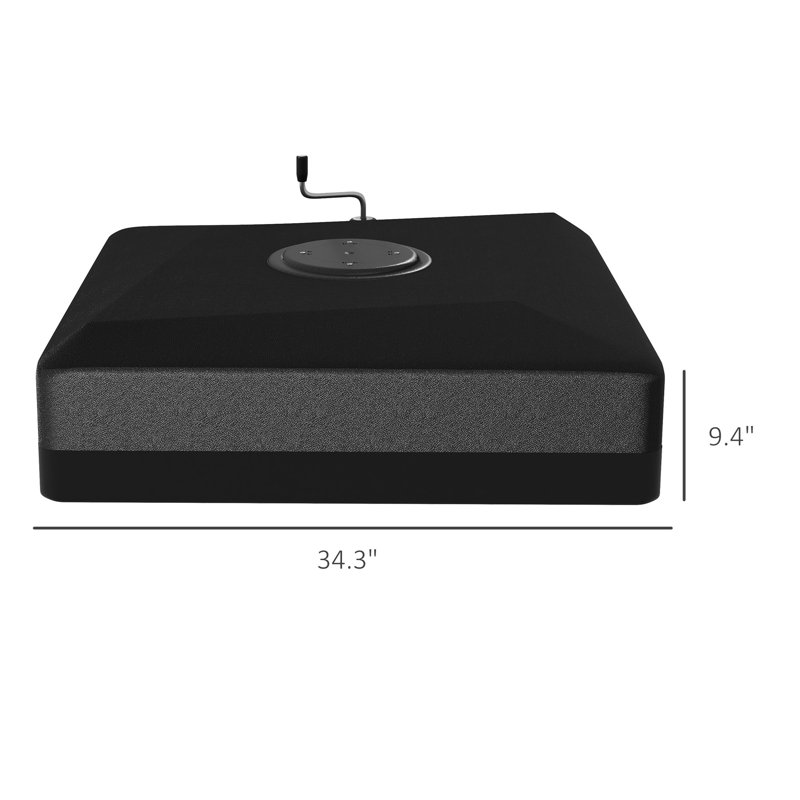Base de parasol pour parasol en porte-à-faux 84d-110v02, 330 lb Capacité, base à finition noire, remplissable, robuste avec roulette de levage, coussins réglables,
