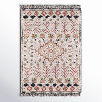 Anine Pink Beige Hand-Woven Wool Rug