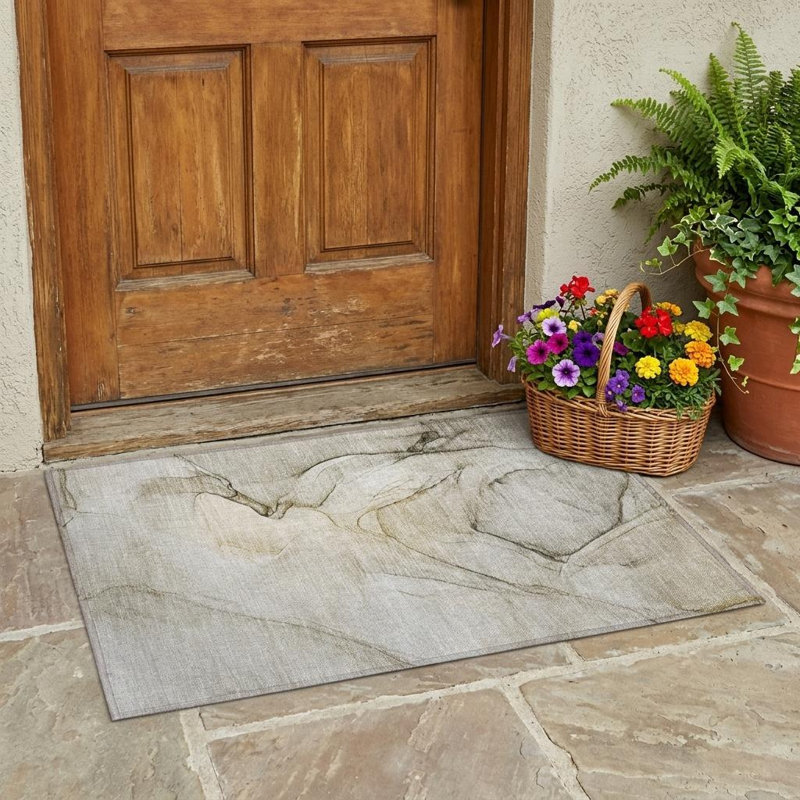Tapis intérieur antidérapant beige et gris 2 pi x 3 pi