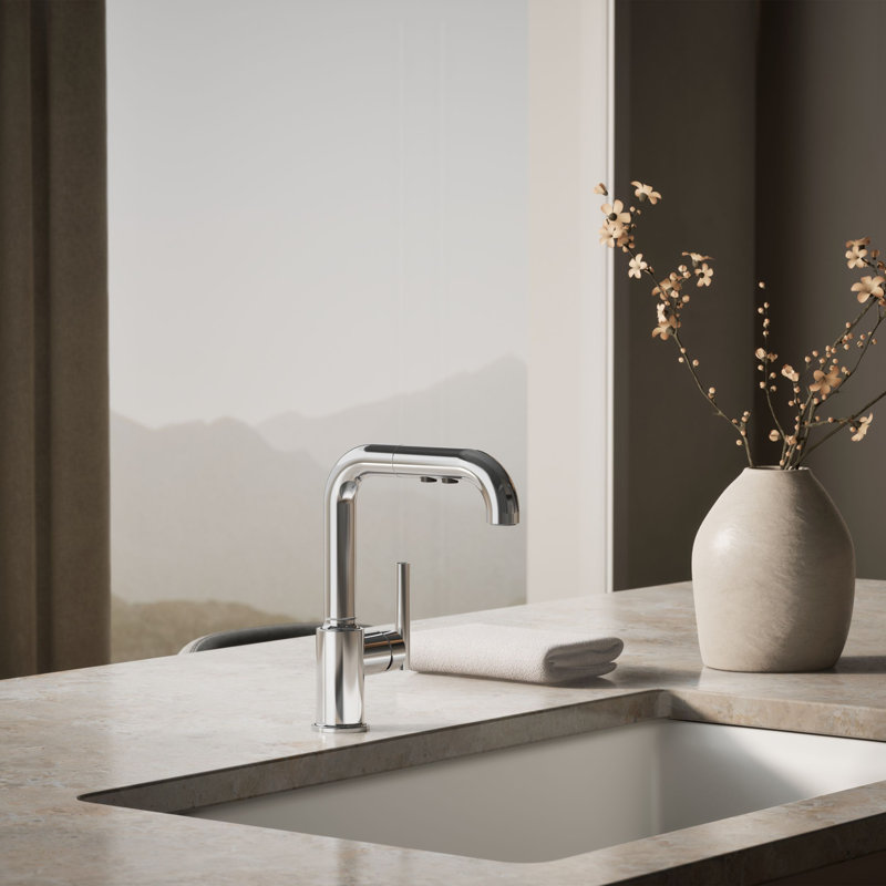 Purist Single Handle Kitchen Faucet, Chrome poli