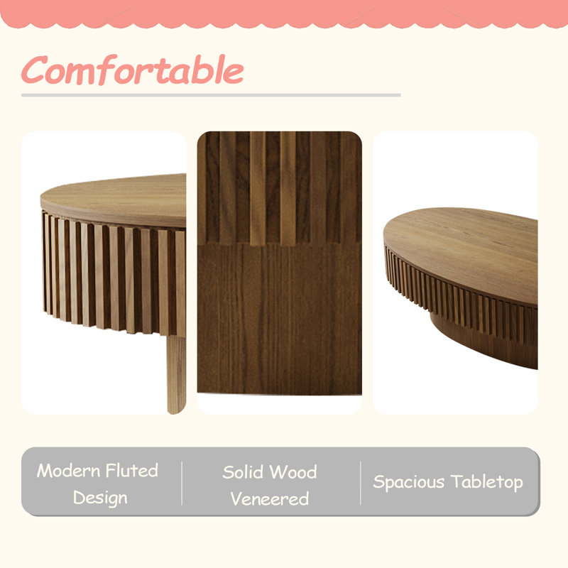 47'' Oval Coffee Table With Storage
