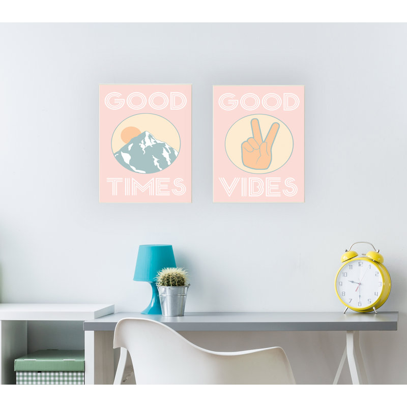 «Good Times Mountain Pink» par Daphne Polselli - impression d'art textuel, Toile tendue, H 20 po x l 16 po