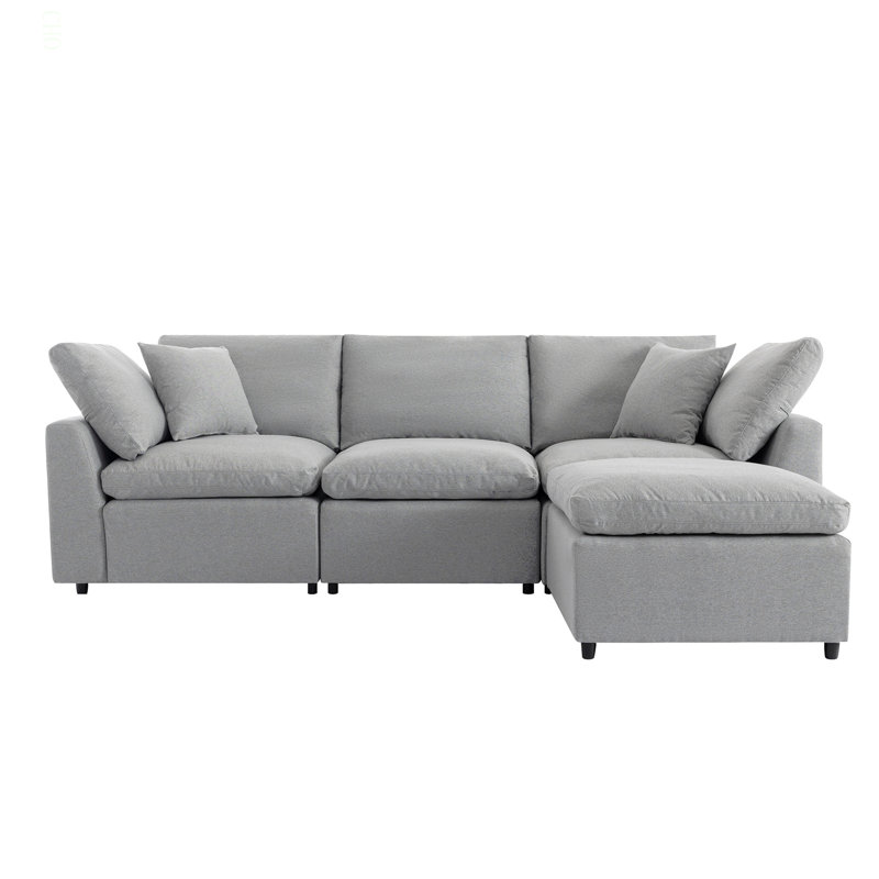 Down Filled Upholstery Convertible Sectional Sofa, L Shaped Couch With Reversible Chaise
