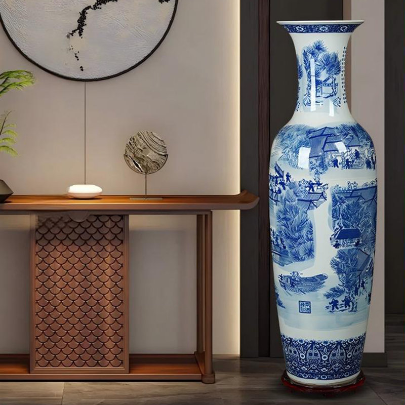 78.74"A decorative vase made in Jingdezhen and featuring ancient painted patterns drawn by hand