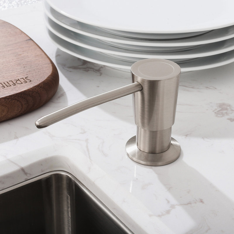 Kitchen Soap Dispenser Solid Brass Construction with Refill-From-Top Capacity, Brushed Nickel