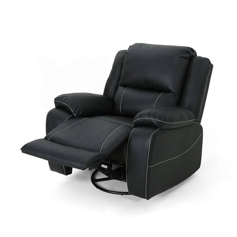 Anavia Faux Leather Swivel Recliner, Black