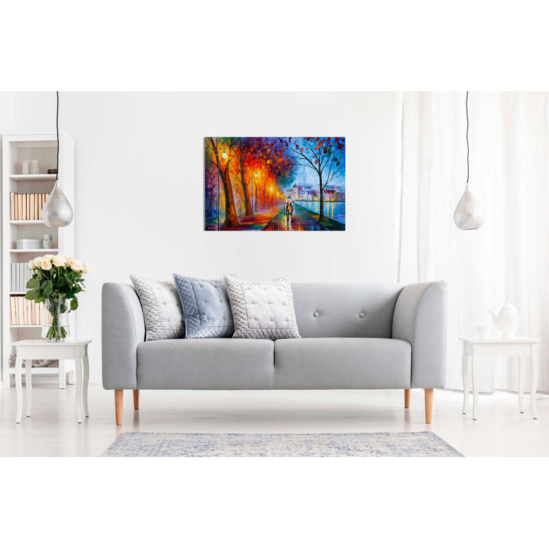 City By The Lake by Leonid Afremov - Wrapped Canvas Painting, 20cm H x 31cm W