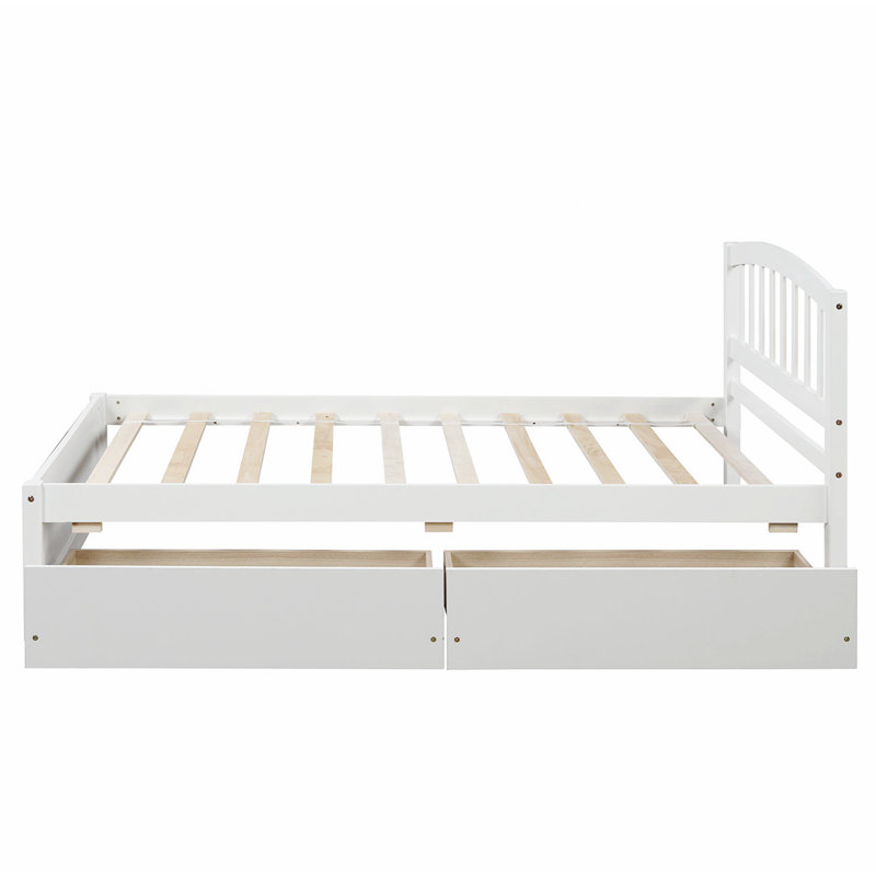 Élégante base de lit plateforme en bois avec deux tiroirs spacieux et une tête de lit élégante pour un rangement et une durabilité accrus